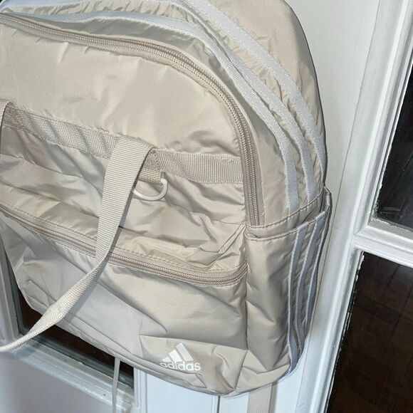 Unisex adidas Essentials 2 Alumina Backpack book bag beige & white preowned - Picture 9 of 16